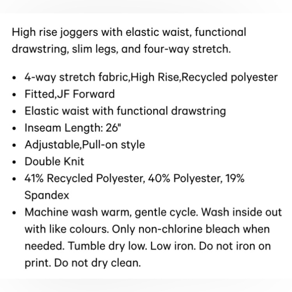 JOE FRESH High Rise Active Jogger  size:L NWT - Picture 5 of 5